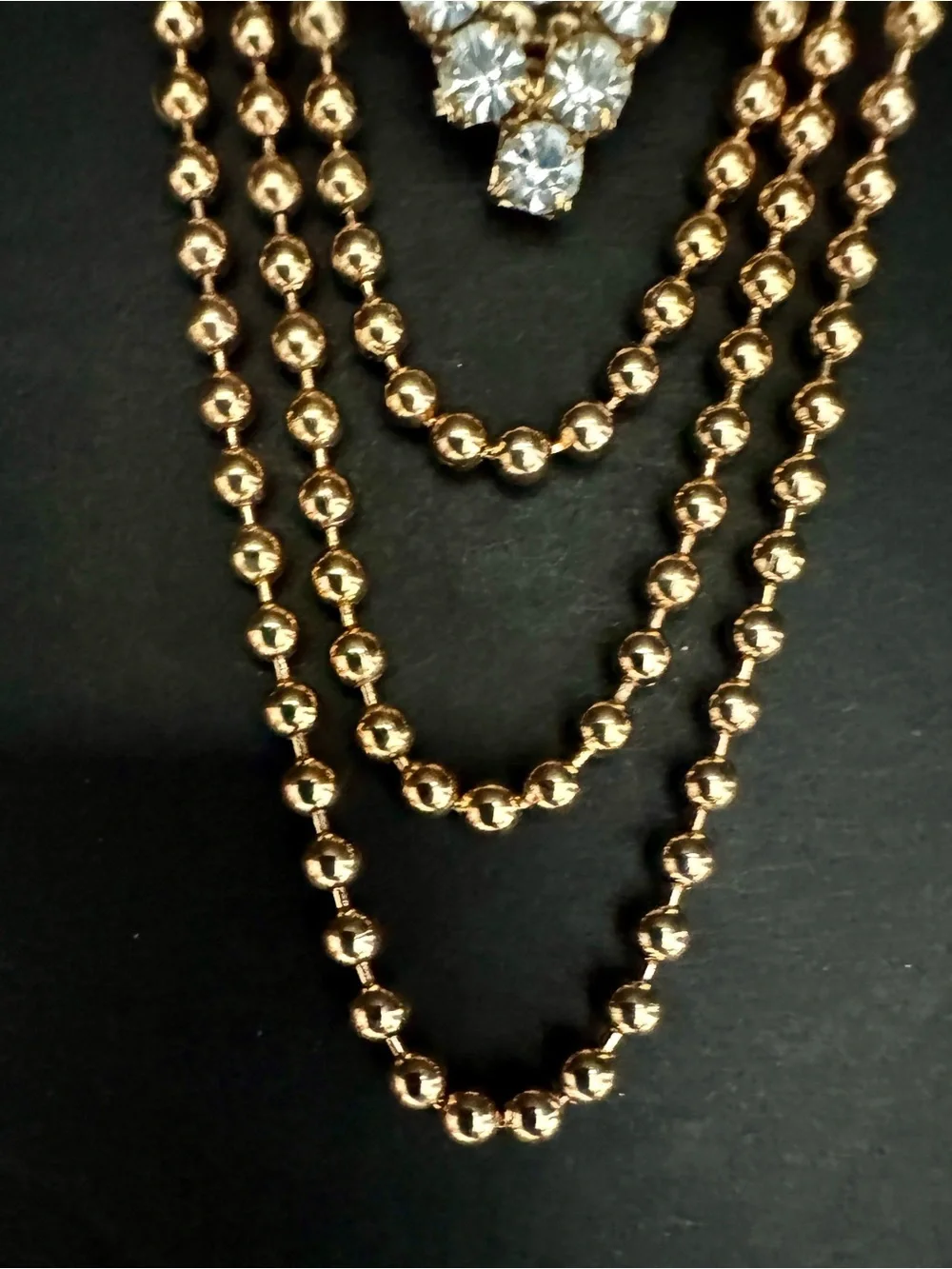 VTG Rhinestone Brooch Black Marquise Crystal Pave Tassel Dangle Pin Unsigned